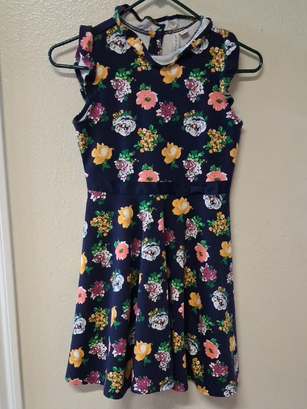 Janie and Jack Navy Floral Sleeveless Fit-and-Flare Dress Size 12 little Girl